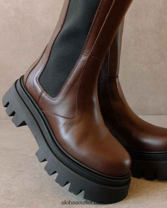 mulheres go getter - botas de couro marrom Alohas 4P88ZX395 marrom café