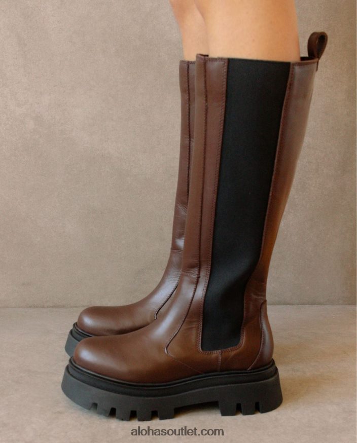 mulheres go getter - botas de couro marrom Alohas 4P88ZX395 marrom café