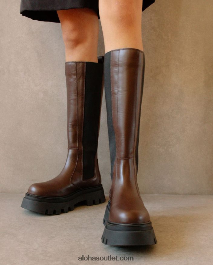 mulheres go getter - botas de couro marrom Alohas 4P88ZX395 marrom café