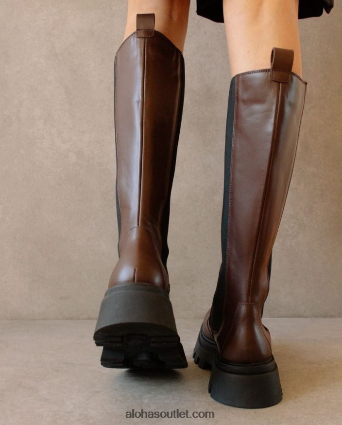mulheres go getter - botas de couro marrom Alohas 4P88ZX395 marrom café