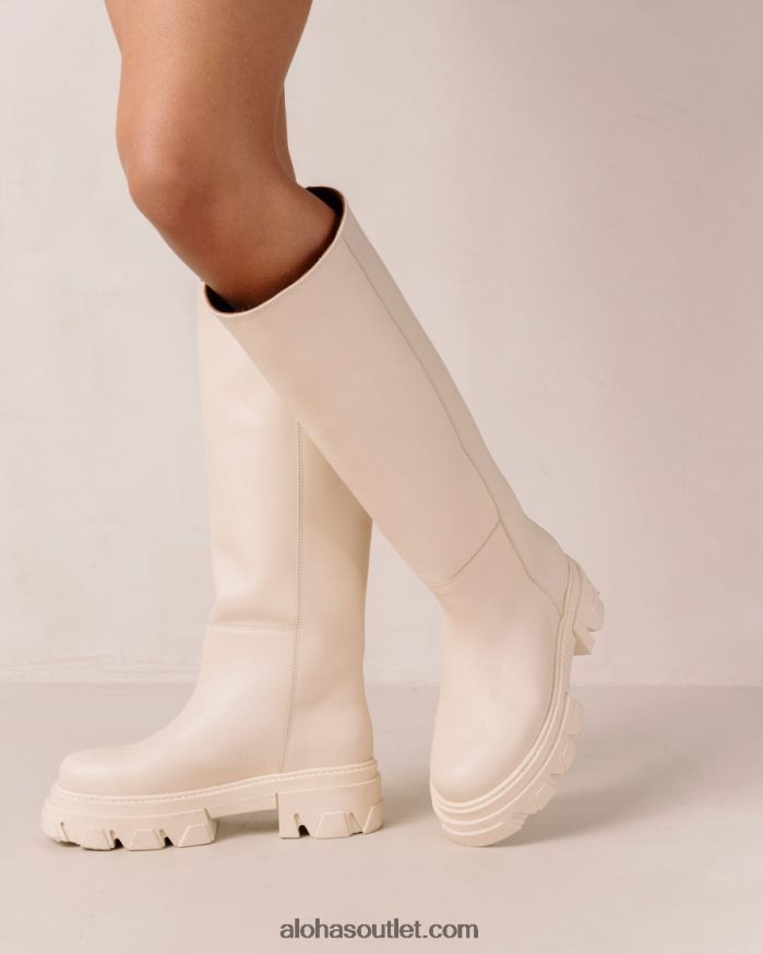 mulheres katiuska - botas de couro branco Alohas 4P88ZX96 marfim
