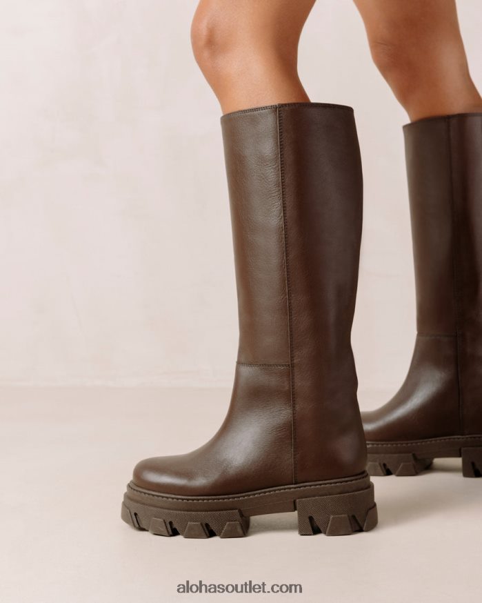 mulheres katiuska - botas de couro marrom escuro Alohas 4P88ZX101 marrom café
