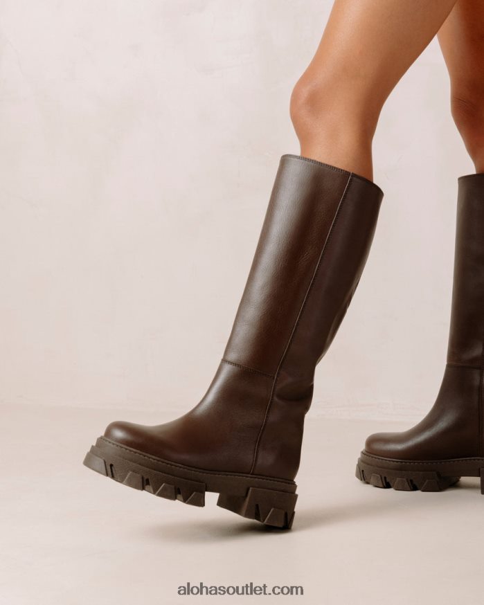 mulheres katiuska - botas de couro marrom escuro Alohas 4P88ZX101 marrom café