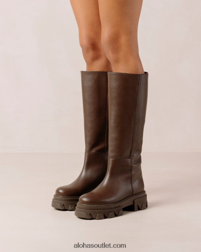 mulheres katiuska - botas de couro marrom escuro Alohas 4P88ZX101 marrom café