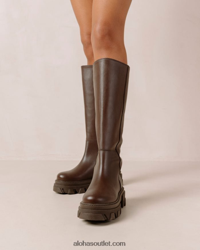 mulheres katiuska - botas de couro marrom escuro Alohas 4P88ZX101 marrom café