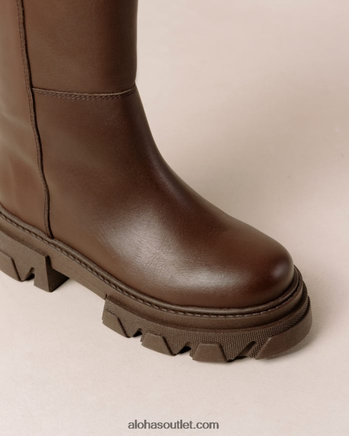 mulheres katiuska - botas de couro marrom escuro Alohas 4P88ZX101 marrom café