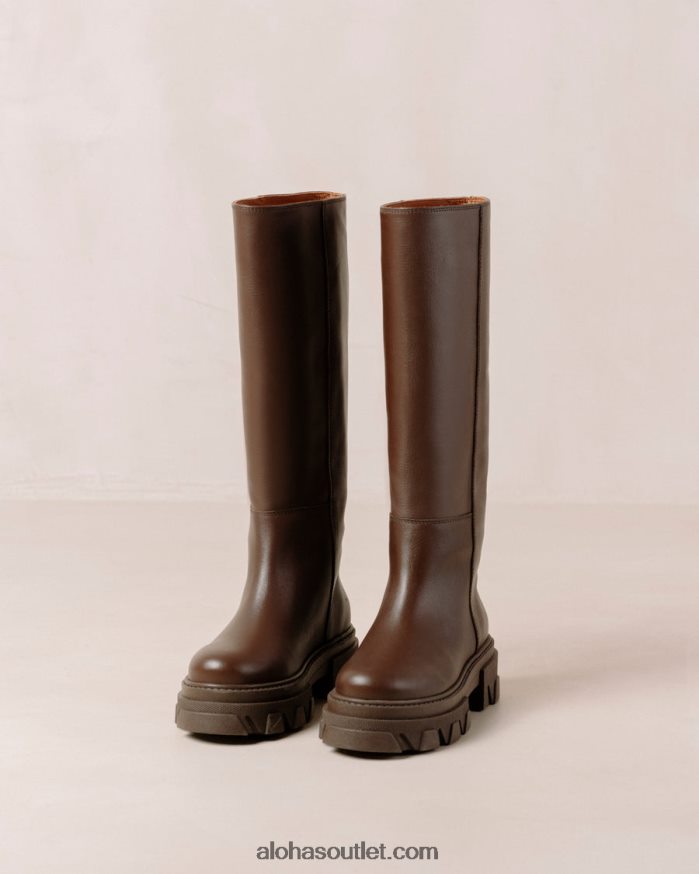 mulheres katiuska - botas de couro marrom escuro Alohas 4P88ZX101 marrom café