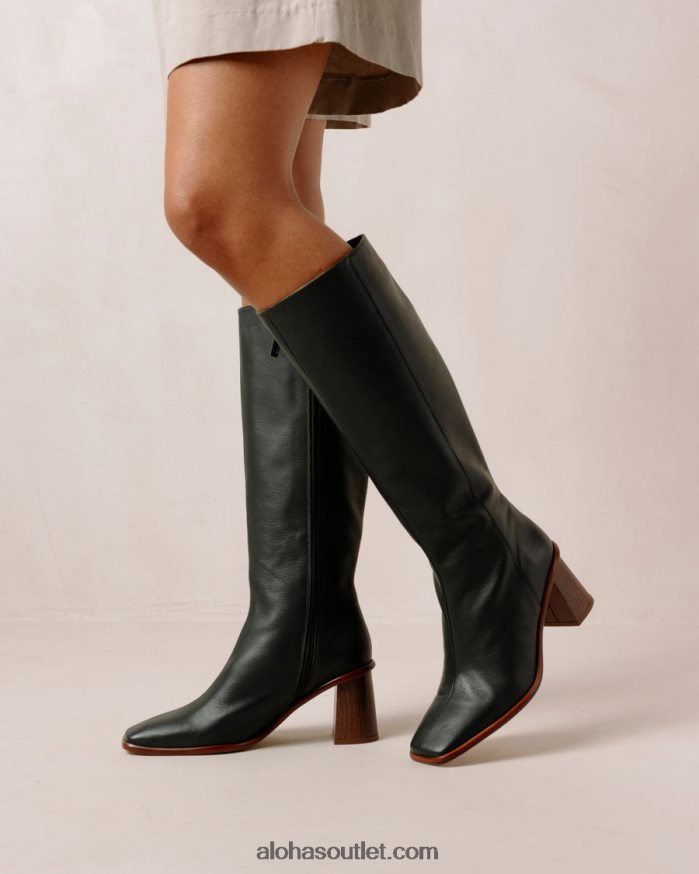 mulheres leste - botas de couro verde escuro Alohas 4P88ZX44 Jade verde