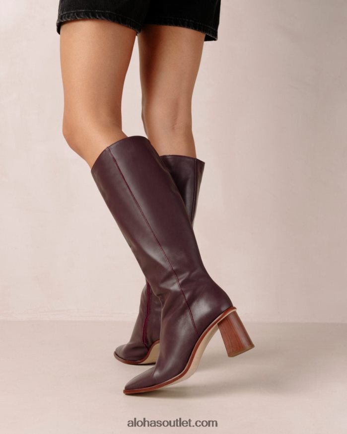 mulheres leste - botas de couro vermelho Alohas 4P88ZX51 vinho borgonha
