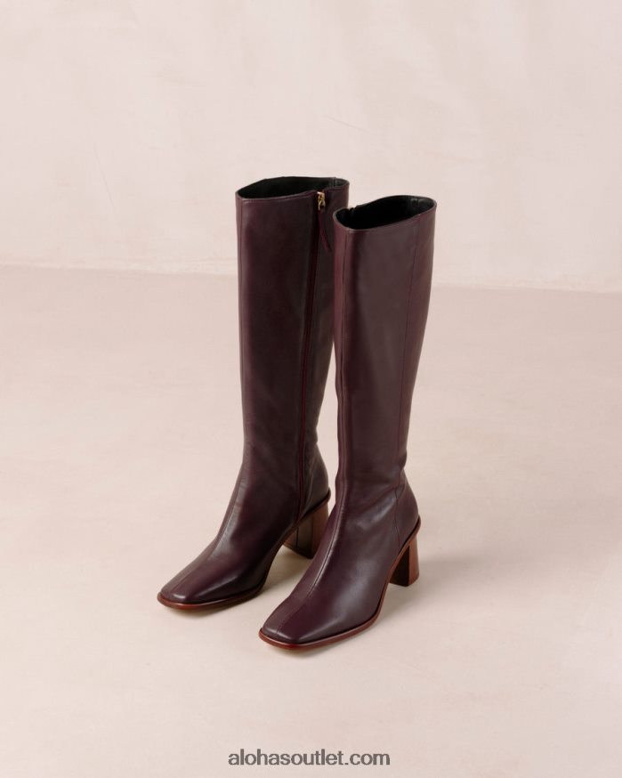 mulheres leste - botas de couro vermelho Alohas 4P88ZX51 vinho borgonha