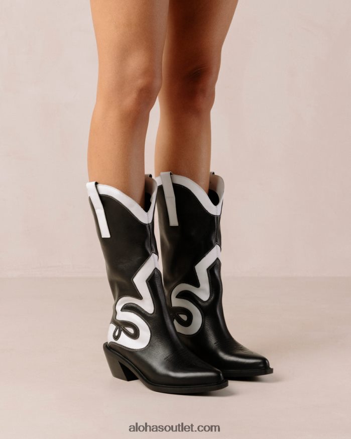 mulheres monte texas - botas de couro preto e branco Alohas 4P88ZX250 Preto branco