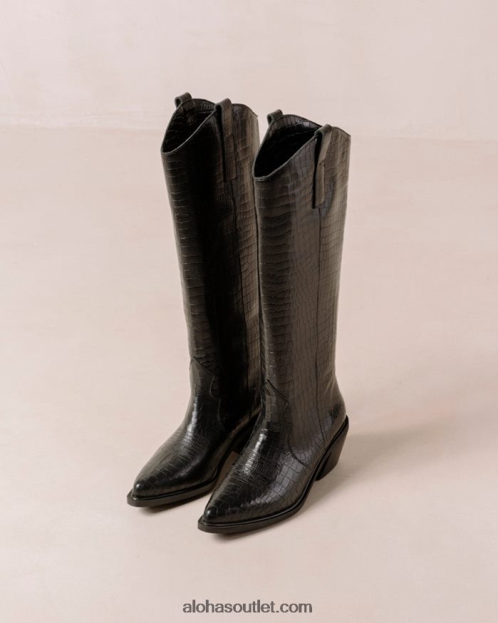 mulheres mount alli - bota preta de couro Alohas 4P88ZX252 alli black
