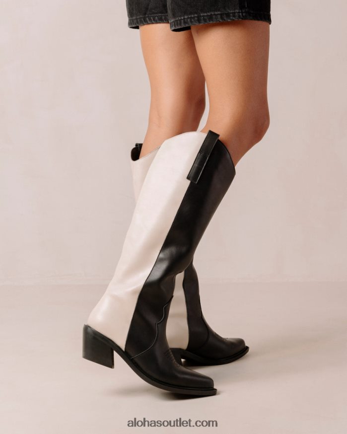 mulheres mount - botas de couro preto e branco Alohas 4P88ZX251 creme preto
