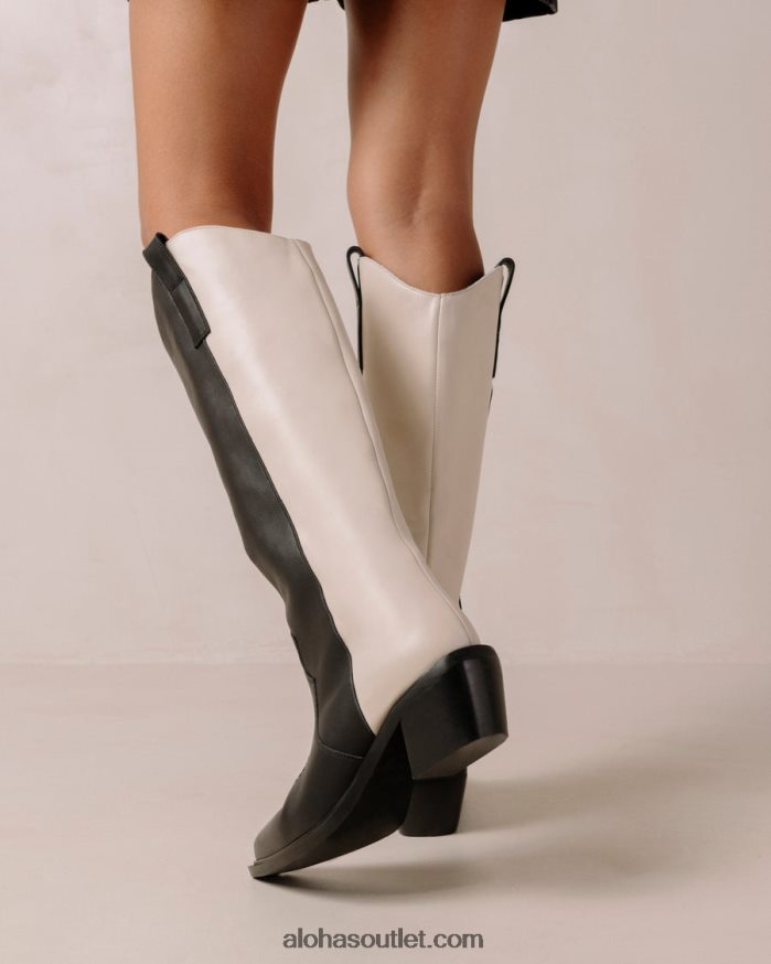 mulheres mount - botas de couro preto e branco Alohas 4P88ZX251 creme preto