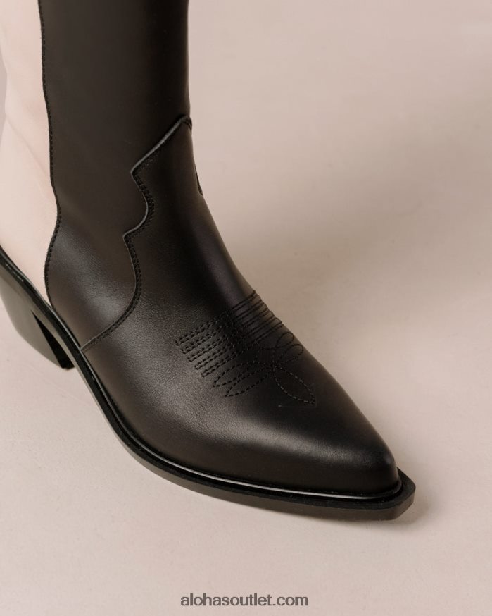 mulheres mount - botas de couro preto e branco Alohas 4P88ZX251 creme preto