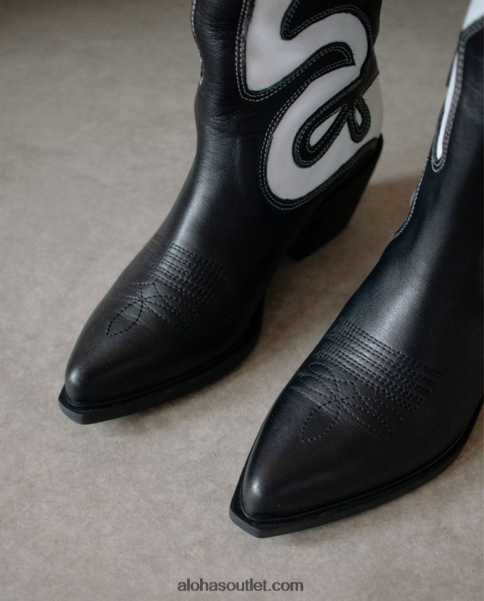 mulheres mount dallas - botas de couro preto e branco Alohas 4P88ZX259 Preto branco