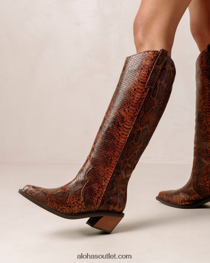 mulheres mount indo - botas de pele de cobra castanhas Alohas 4P88ZX254 marrom indo