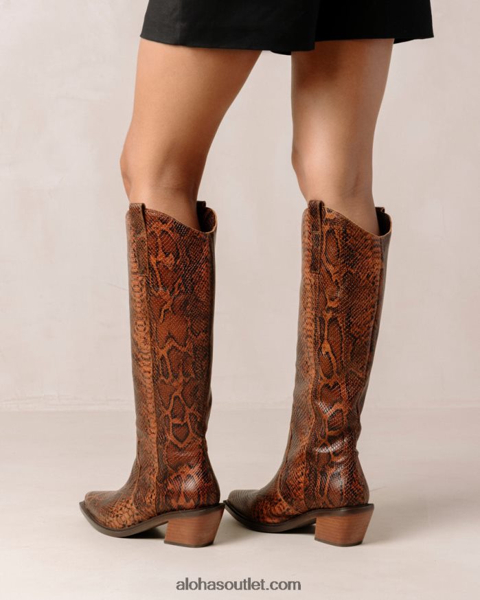 mulheres mount indo - botas de pele de cobra castanhas Alohas 4P88ZX254 marrom indo