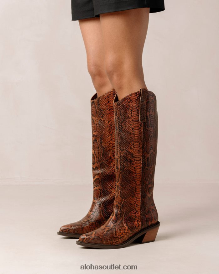 mulheres mount indo - botas de pele de cobra castanhas Alohas 4P88ZX254 marrom indo