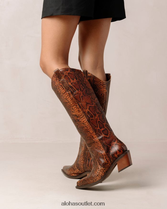 mulheres mount indo - botas de pele de cobra castanhas Alohas 4P88ZX254 marrom indo