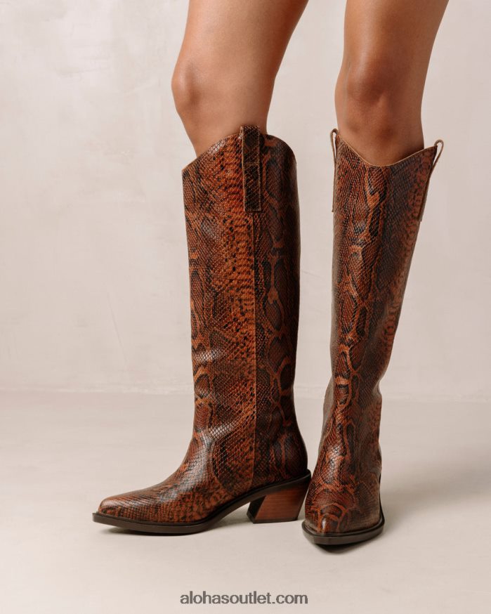 mulheres mount indo - botas de pele de cobra castanhas Alohas 4P88ZX254 marrom indo