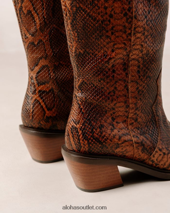 mulheres mount indo - botas de pele de cobra castanhas Alohas 4P88ZX254 marrom indo