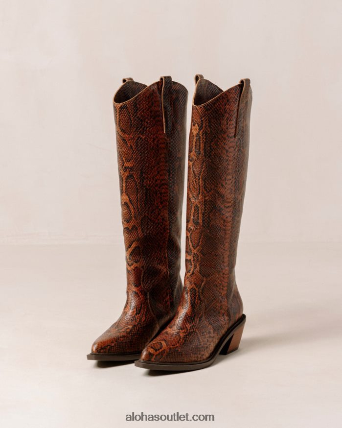 mulheres mount indo - botas de pele de cobra castanhas Alohas 4P88ZX254 marrom indo