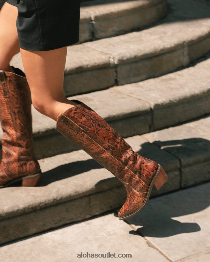 mulheres mount indo - botas de pele de cobra castanhas Alohas 4P88ZX254 marrom indo