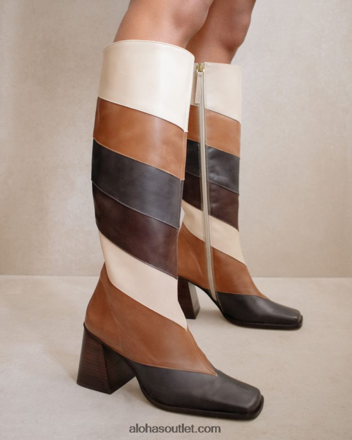 mulheres patchwork vintage norte - botas de pele branca e castanha Alohas 4P88ZX478 colcha de retalhos vintage