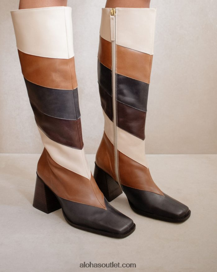 mulheres patchwork vintage norte - botas de pele branca e castanha Alohas 4P88ZX478 colcha de retalhos vintage