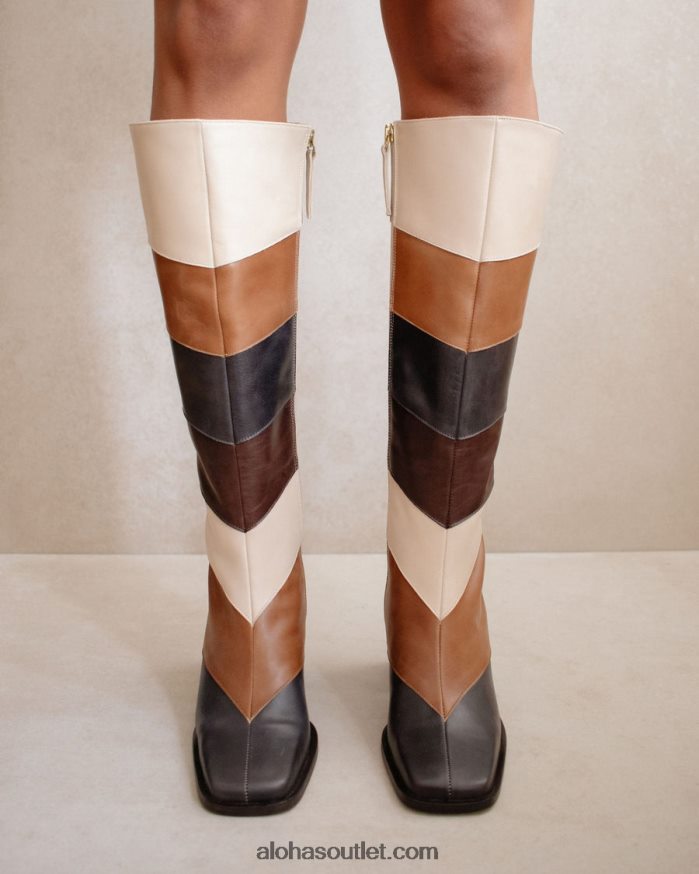 mulheres patchwork vintage norte - botas de pele branca e castanha Alohas 4P88ZX478 colcha de retalhos vintage