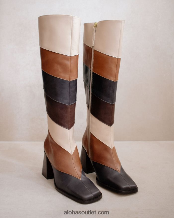 mulheres patchwork vintage norte - botas de pele branca e castanha Alohas 4P88ZX478 colcha de retalhos vintage