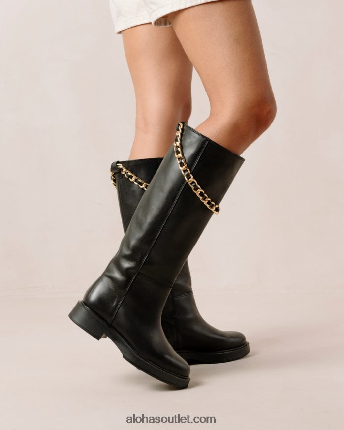 mulheres pier - botas pretas de couro Alohas 4P88ZX541 preto