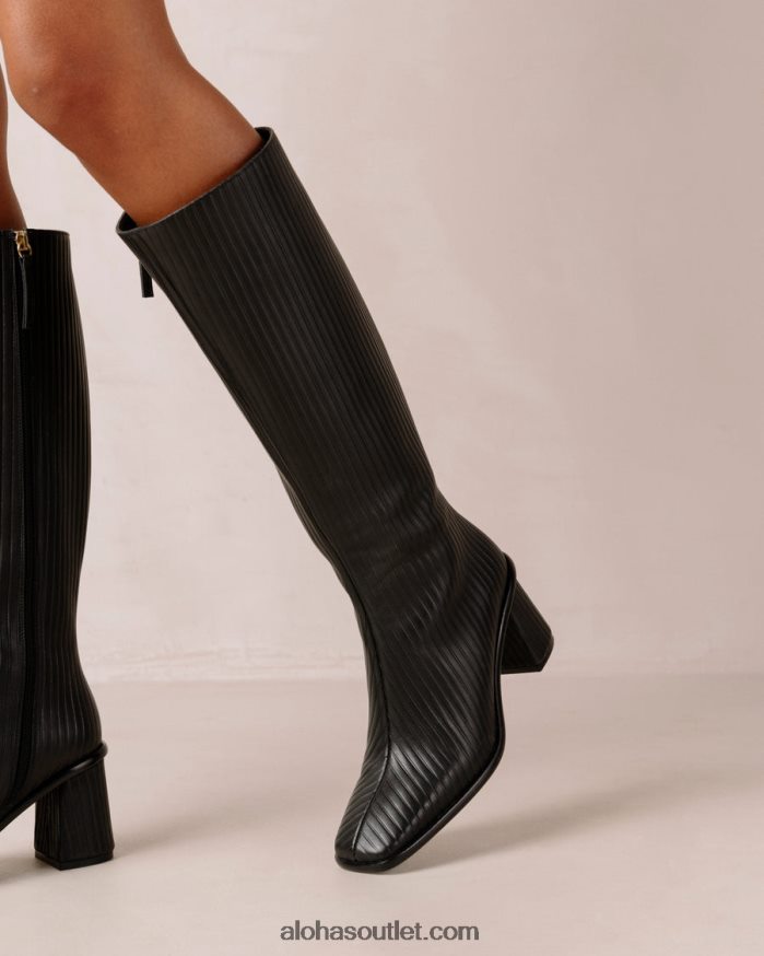 mulheres plissado leste - botas de couro preto Alohas 4P88ZX41 preto plissado