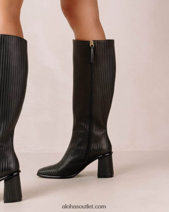 mulheres plissado leste - botas de couro preto Alohas 4P88ZX41 preto plissado