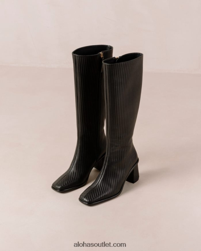 mulheres plissado leste - botas de couro preto Alohas 4P88ZX41 preto plissado