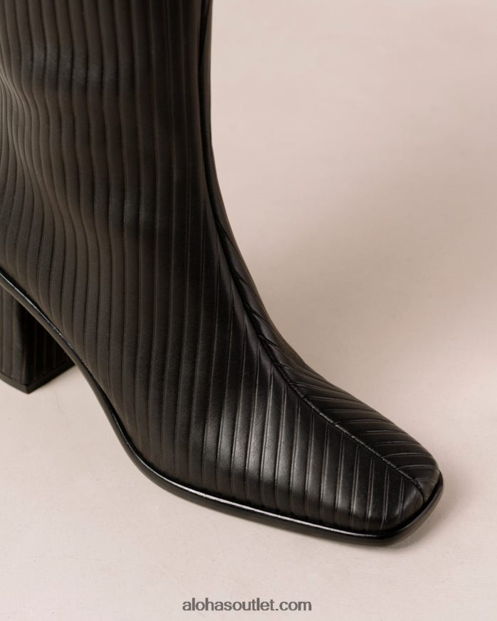 mulheres plissado leste - botas de couro preto Alohas 4P88ZX41 preto plissado