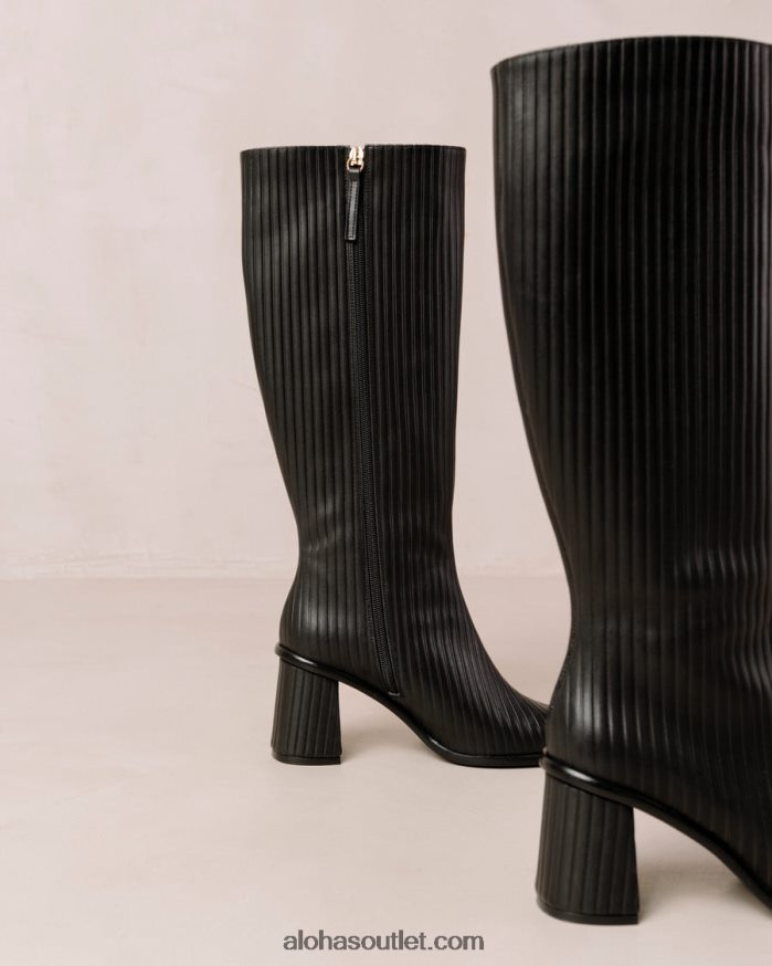 mulheres plissado leste - botas de couro preto Alohas 4P88ZX41 preto plissado