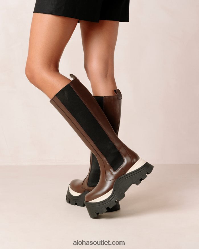 mulheres roxie chess - botas de couro marrom Alohas 4P88ZX548 xadrez café marrom