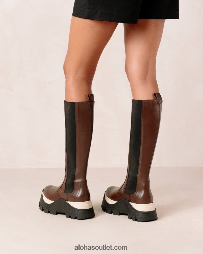 mulheres roxie chess - botas de couro marrom Alohas 4P88ZX548 xadrez café marrom