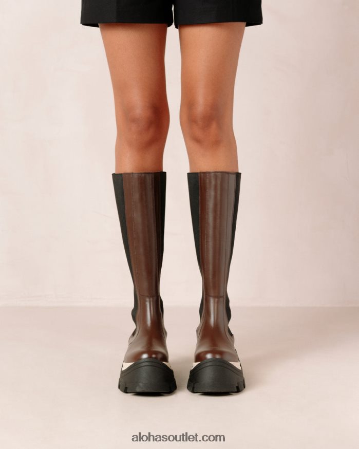 mulheres roxie chess - botas de couro marrom Alohas 4P88ZX548 xadrez café marrom