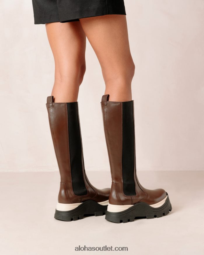 mulheres roxie chess - botas de couro marrom Alohas 4P88ZX548 xadrez café marrom