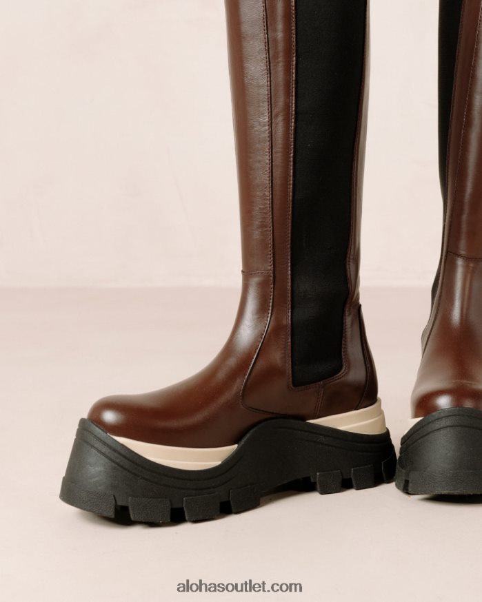 mulheres roxie chess - botas de couro marrom Alohas 4P88ZX548 xadrez café marrom