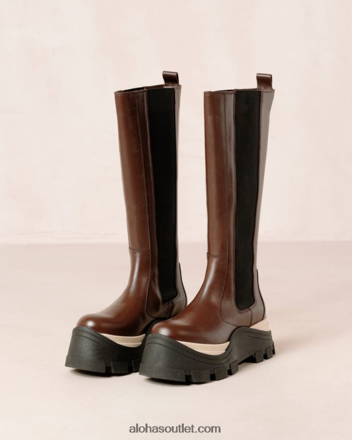 mulheres roxie chess - botas de couro marrom Alohas 4P88ZX548 xadrez café marrom