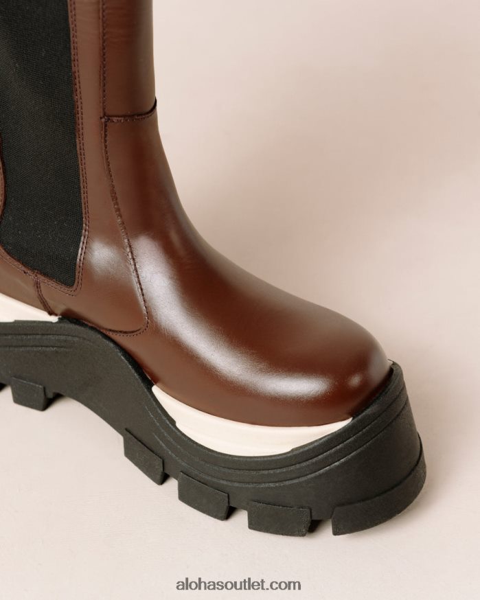mulheres roxie chess - botas de couro marrom Alohas 4P88ZX548 xadrez café marrom