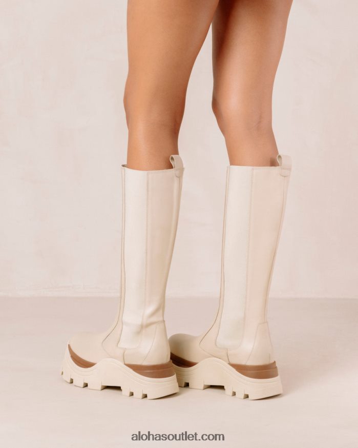 mulheres roxie marcona - botas de couro branco Alohas 4P88ZX550 creme marcona
