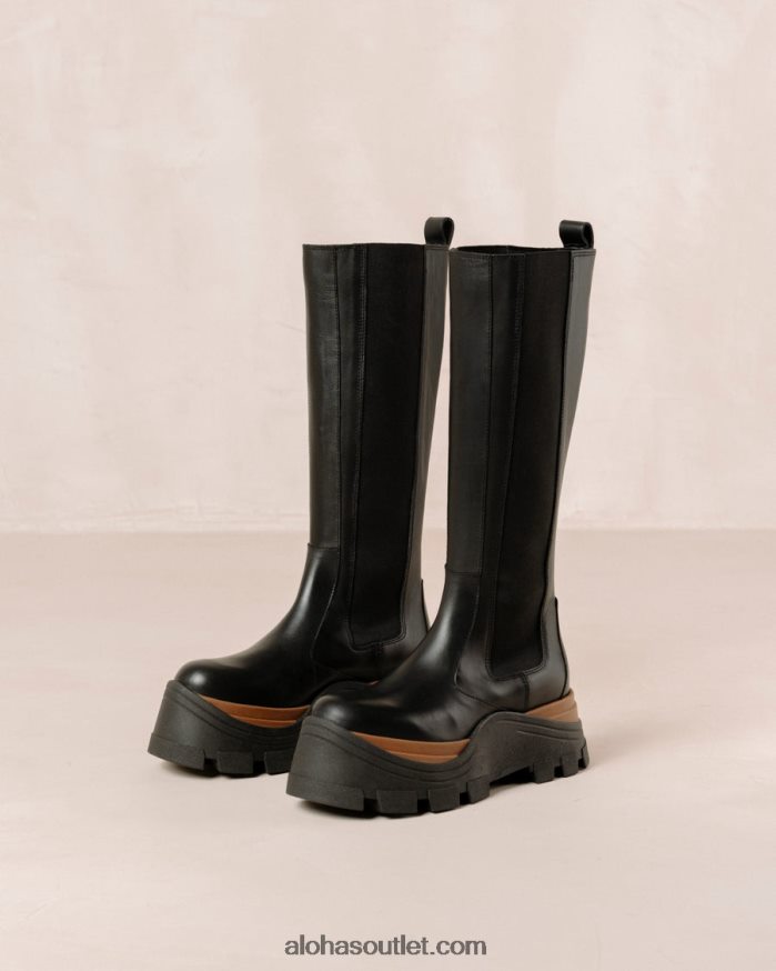 mulheres roxie nutty - bota preta de couro Alohas 4P88ZX553 preto noz