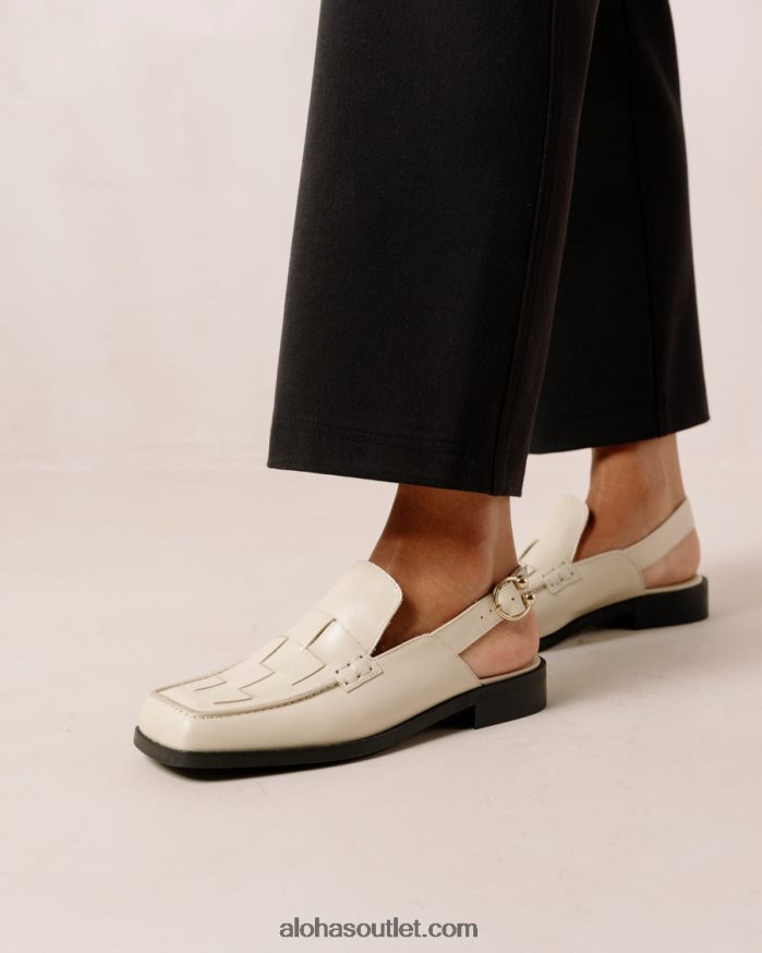 mulheres abe trançado - mocassins de couro branco Alohas 4P88ZX308 creme