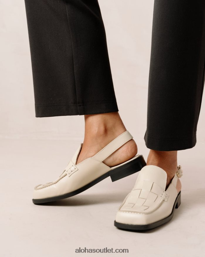 mulheres abe trançado - mocassins de couro branco Alohas 4P88ZX308 creme
