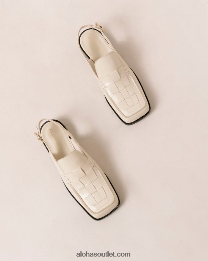 mulheres abe trançado - mocassins de couro branco Alohas 4P88ZX308 creme